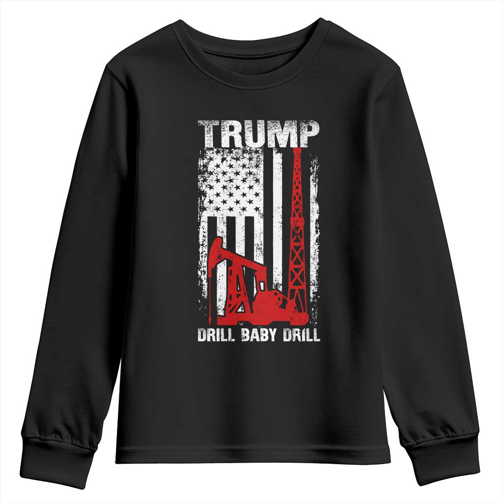 Trump Liberation Day Youth Sweatshirt Drill Baby Drill Oilrig Oilfield American Flag Patriotic TS10 Black Print Your Wear