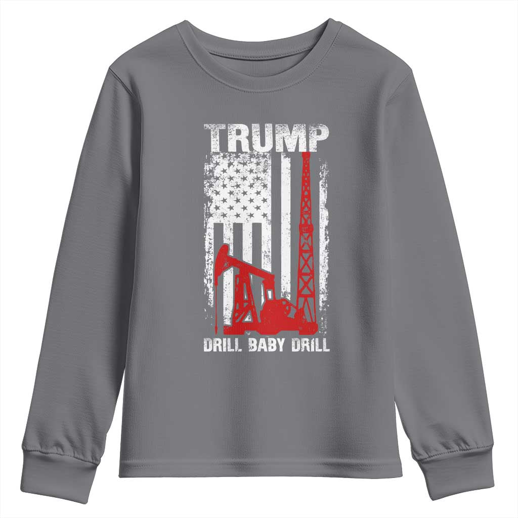 Trump Liberation Day Youth Sweatshirt Drill Baby Drill Oilrig Oilfield American Flag Patriotic TS10 Charcoal Print Your Wear