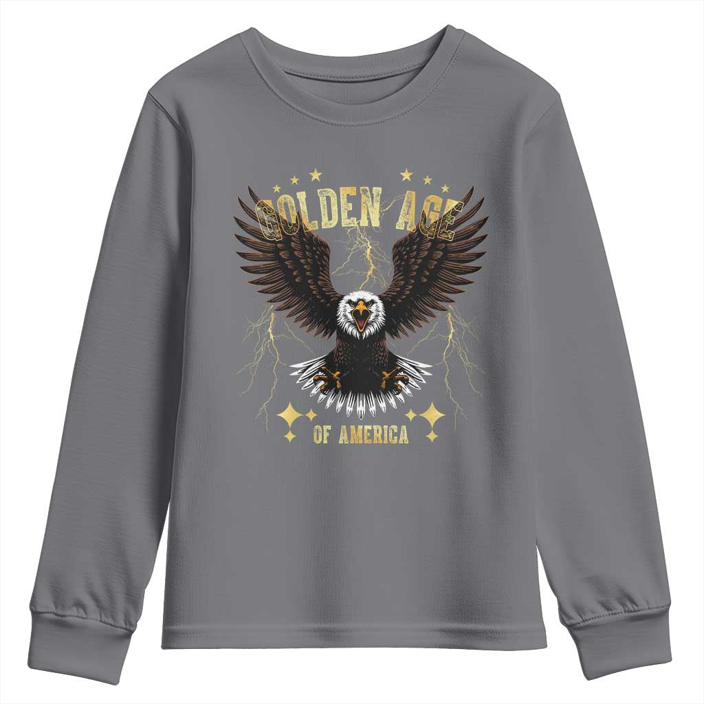 President Donald Trump Inauguration Day Youth Sweatshirt Golden Age Of America USA Eagle TS10 Charcoal Print Your Wear