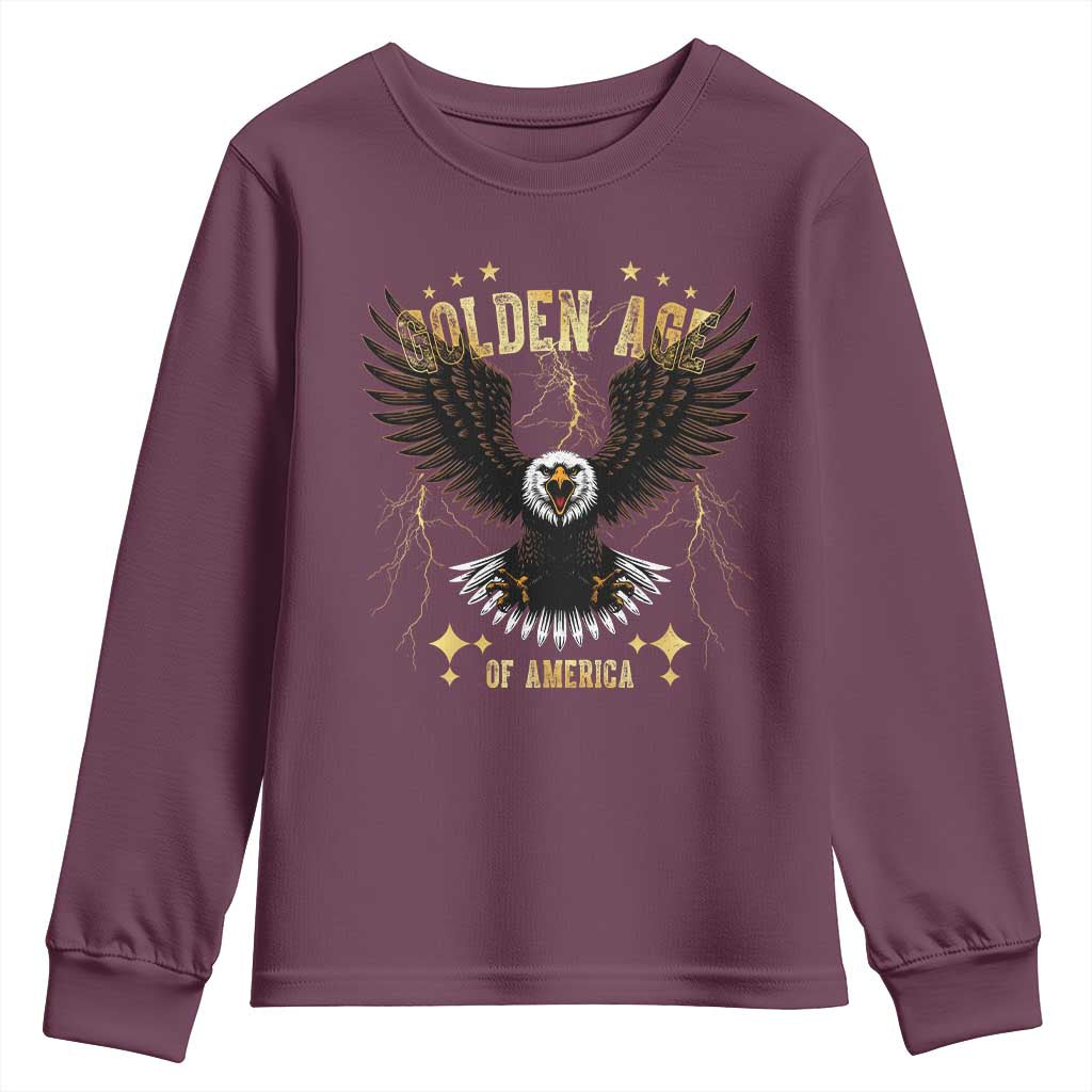 President Donald Trump Inauguration Day Youth Sweatshirt Golden Age Of America USA Eagle TS10 Maroon Print Your Wear