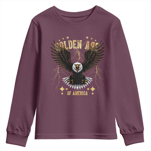 President Donald Trump Inauguration Day Youth Sweatshirt Golden Age Of America USA Eagle TS10 Maroon Print Your Wear