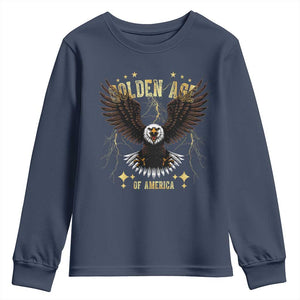 President Donald Trump Inauguration Day Youth Sweatshirt Golden Age Of America USA Eagle TS10 Navy Print Your Wear