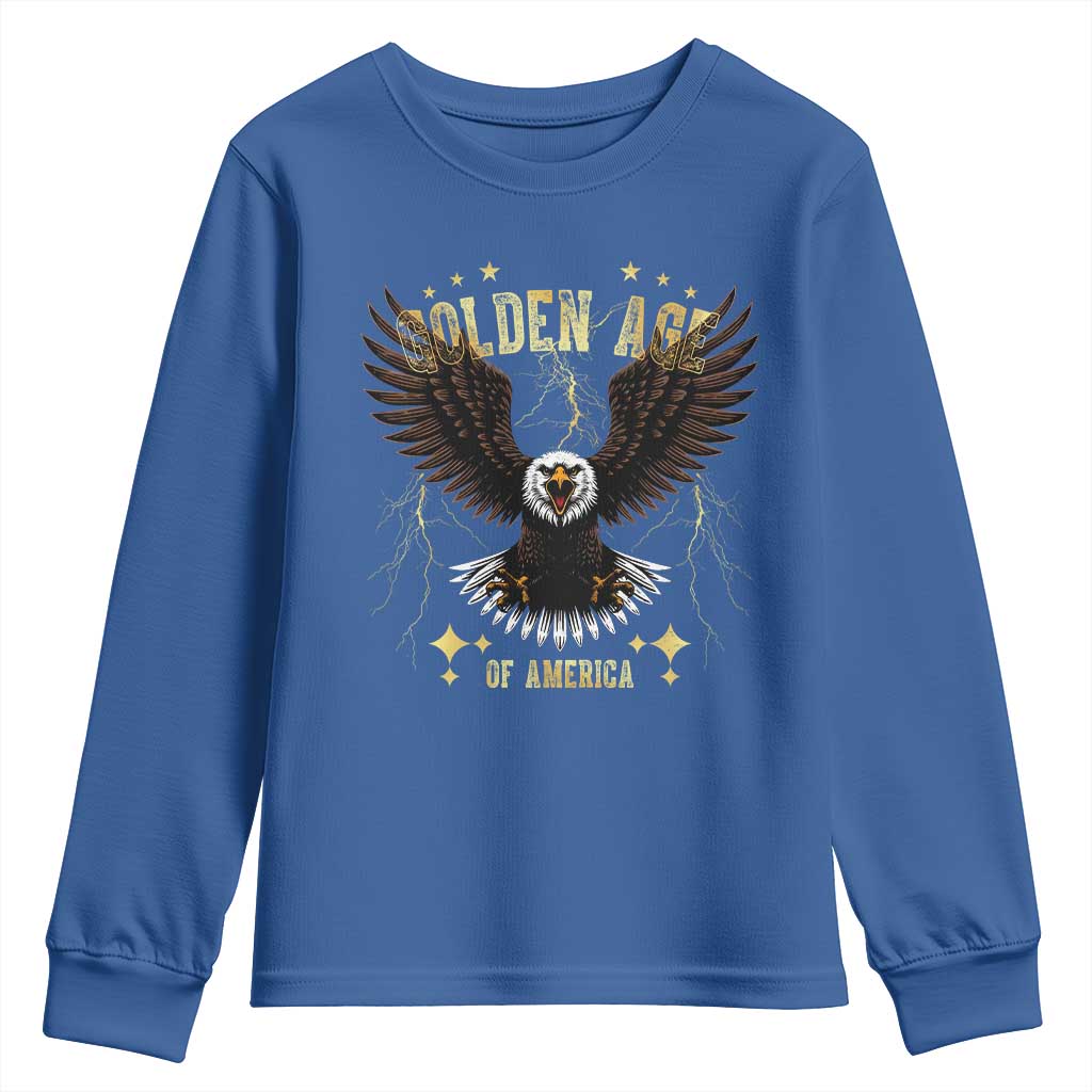 President Donald Trump Inauguration Day Youth Sweatshirt Golden Age Of America USA Eagle TS10 Royal Blue Print Your Wear