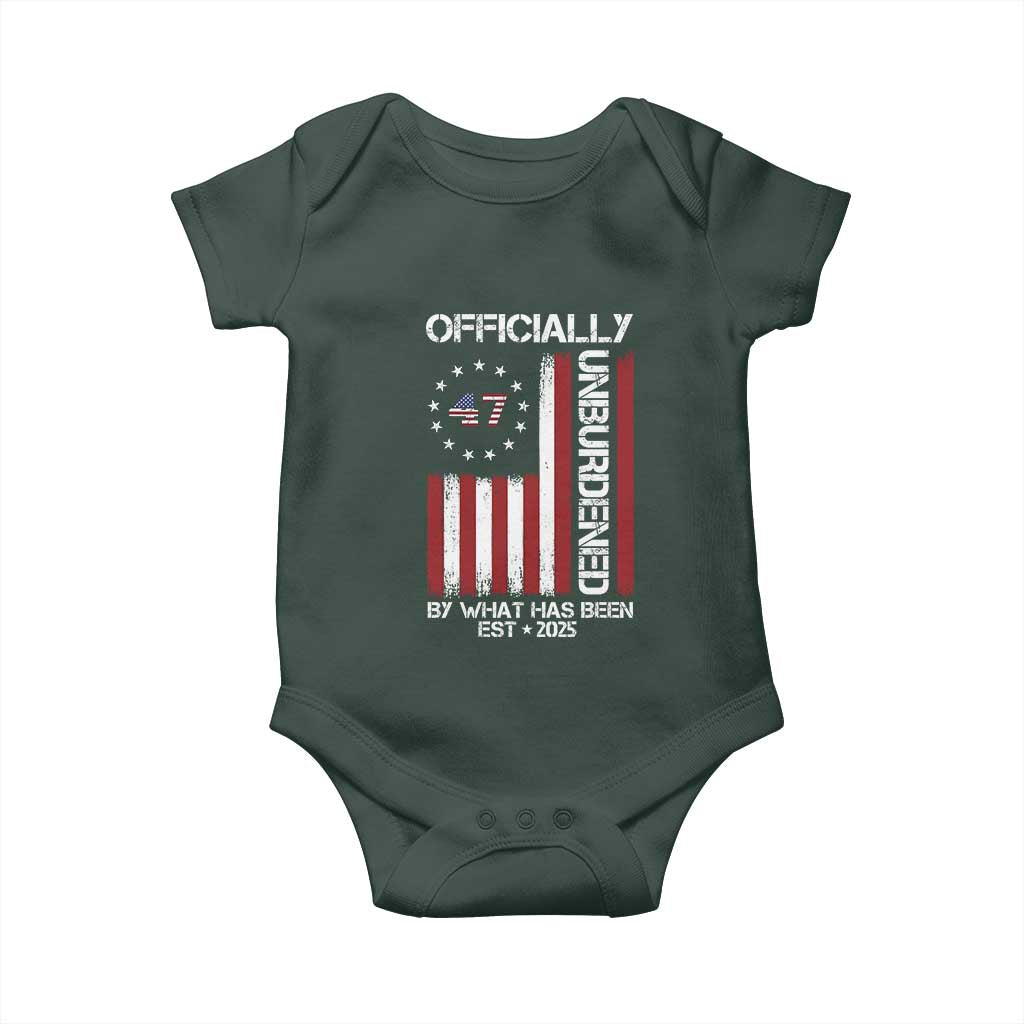President Donald Trump Baby Onesie Officially Unburdened By What Has Been 2025 47Th Usa Flag TS10 Print Your Wear