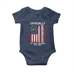 President Donald Trump Baby Onesie Officially Unburdened By What Has Been 2025 47Th Usa Flag TS10 Navy Print Your Wear