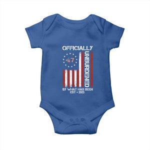 President Donald Trump Baby Onesie Officially Unburdened By What Has Been 2025 47Th Usa Flag TS10 Royal Blue Print Your Wear
