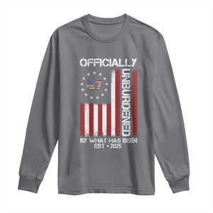 President Donald Trump Long Sleeve Shirt Officially Unburdened By What Has Been 2025 47Th Usa Flag TS10 Charcoal Print Your Wear