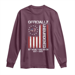 President Donald Trump Long Sleeve Shirt Officially Unburdened By What Has Been 2025 47Th Usa Flag TS10 Maroon Print Your Wear