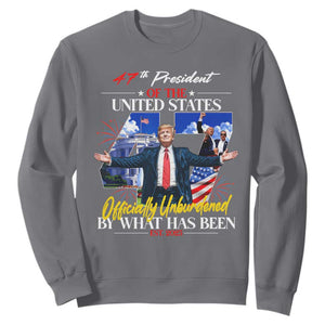 President Donald Trump Sweatshirt Officially Unburdened By What Has Been 2025 47Th American Flag TS10 Charcoal Print Your Wear