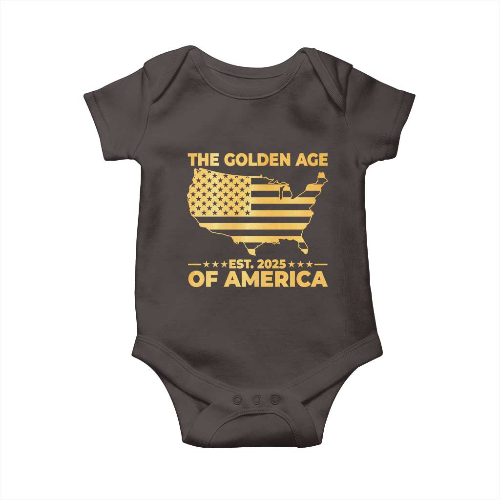 Trump 2025 Baby Onesie The Golden Age Of America TS10 Dark Chocolate Print Your Wear