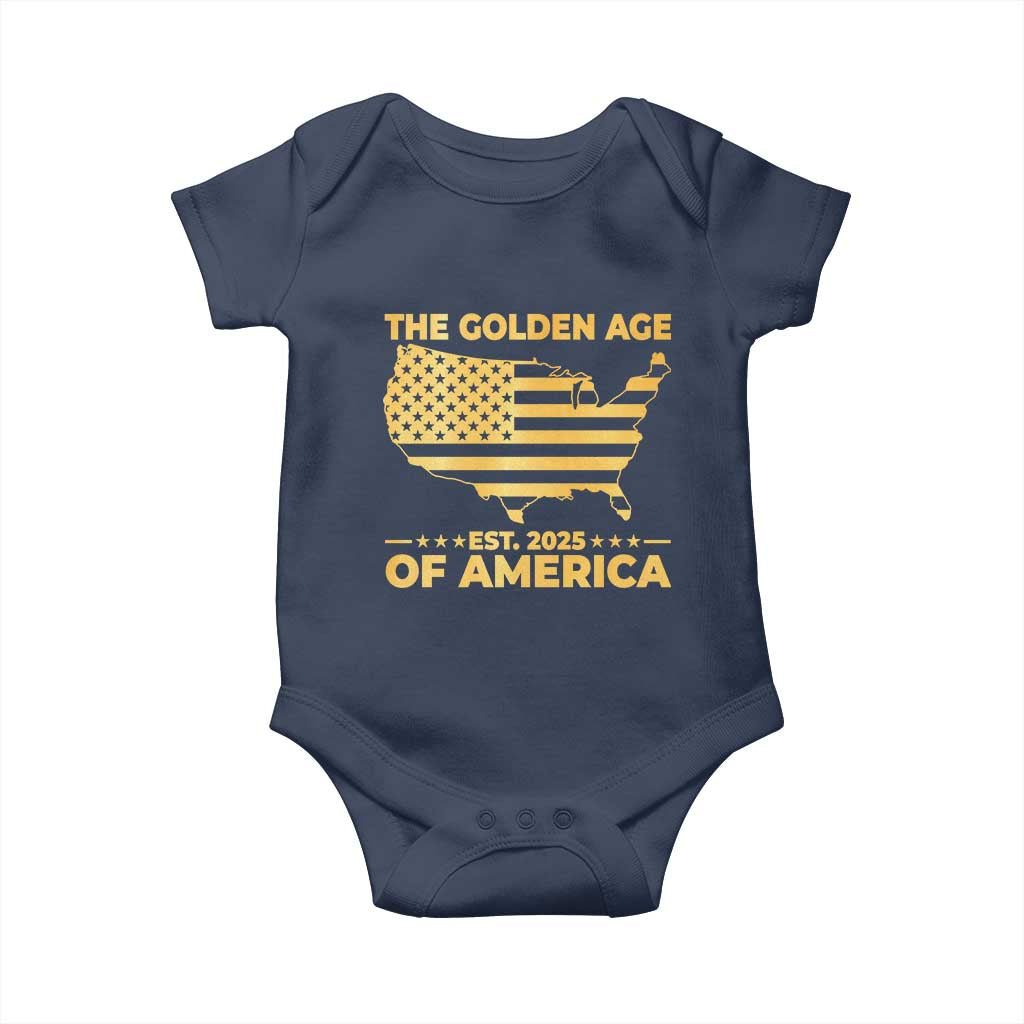 Trump 2025 Baby Onesie The Golden Age Of America TS10 Navy Print Your Wear