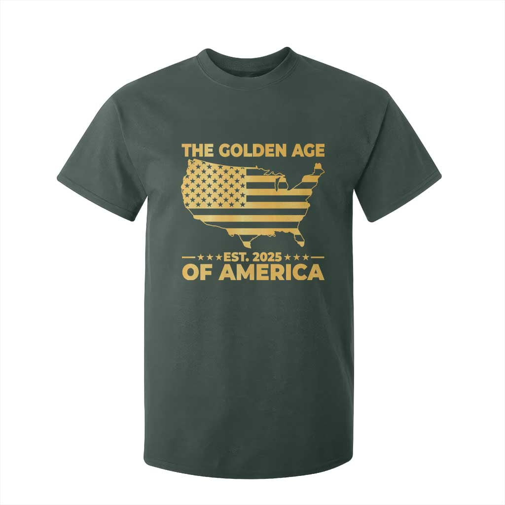 Trump 2025 T Shirt For Kid The Golden Age Of America TS10 Dark Forest Green Print Your Wear