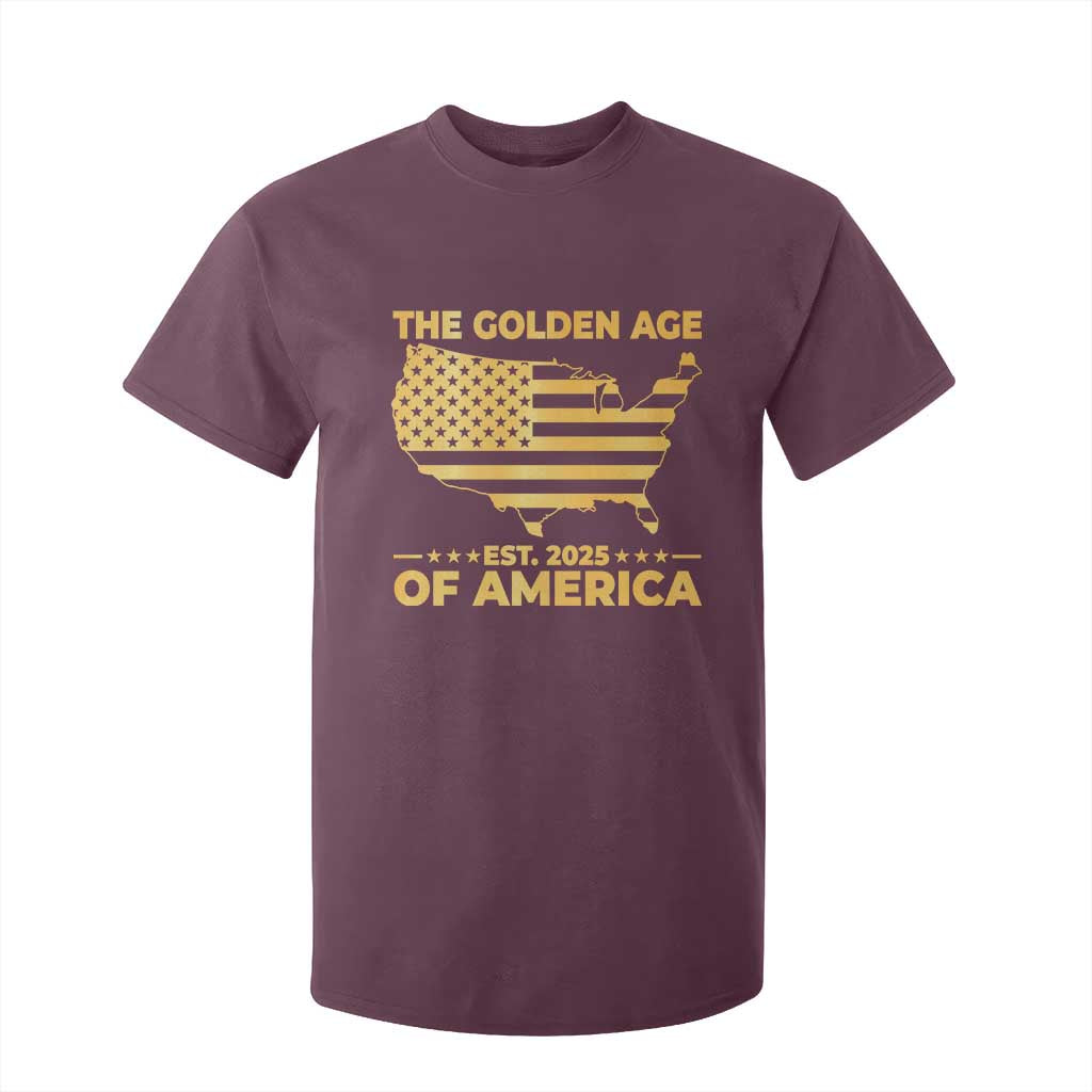 Trump 2025 T Shirt For Kid The Golden Age Of America TS10 Maroon Print Your Wear