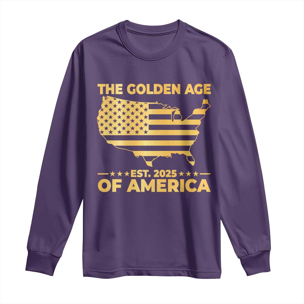 Trump 2025 Long Sleeve Shirt The Golden Age Of America TS10 Purple Print Your Wear