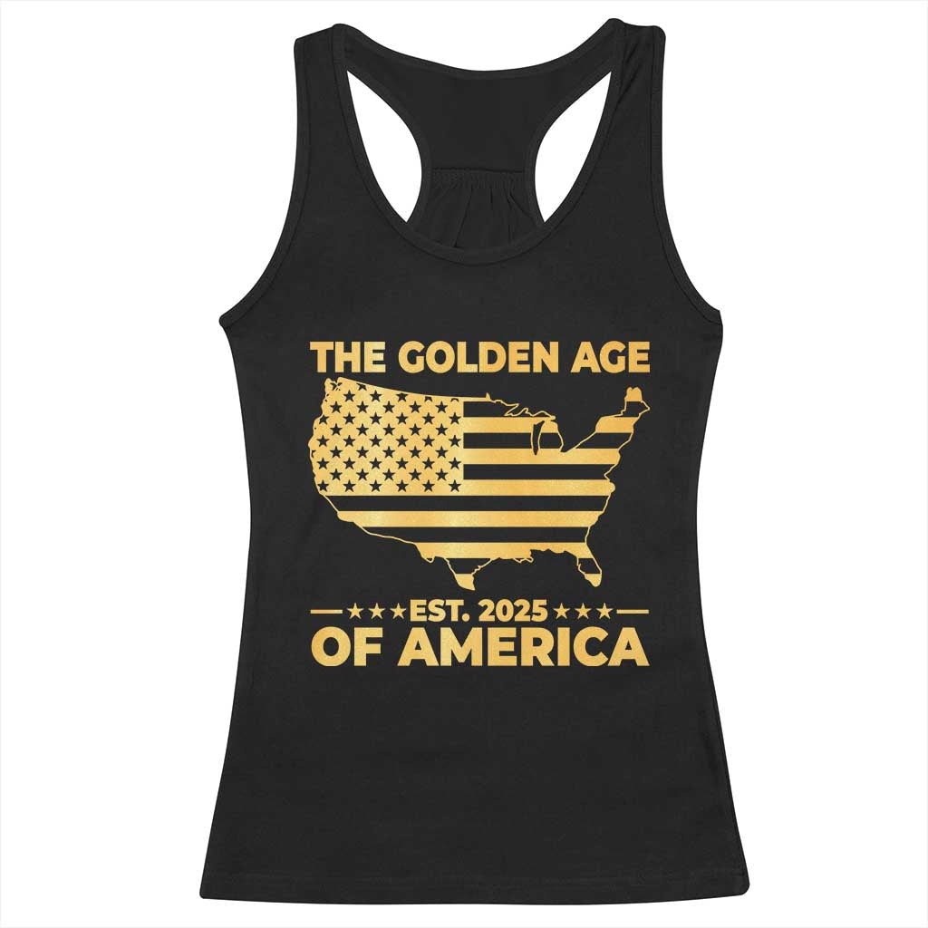 Trump 2025 Racerback Tank Top The Golden Age Of America TS10 Black Print Your Wear