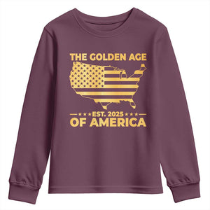 Trump 2025 Youth Sweatshirt The Golden Age Of America TS10 Maroon Print Your Wear