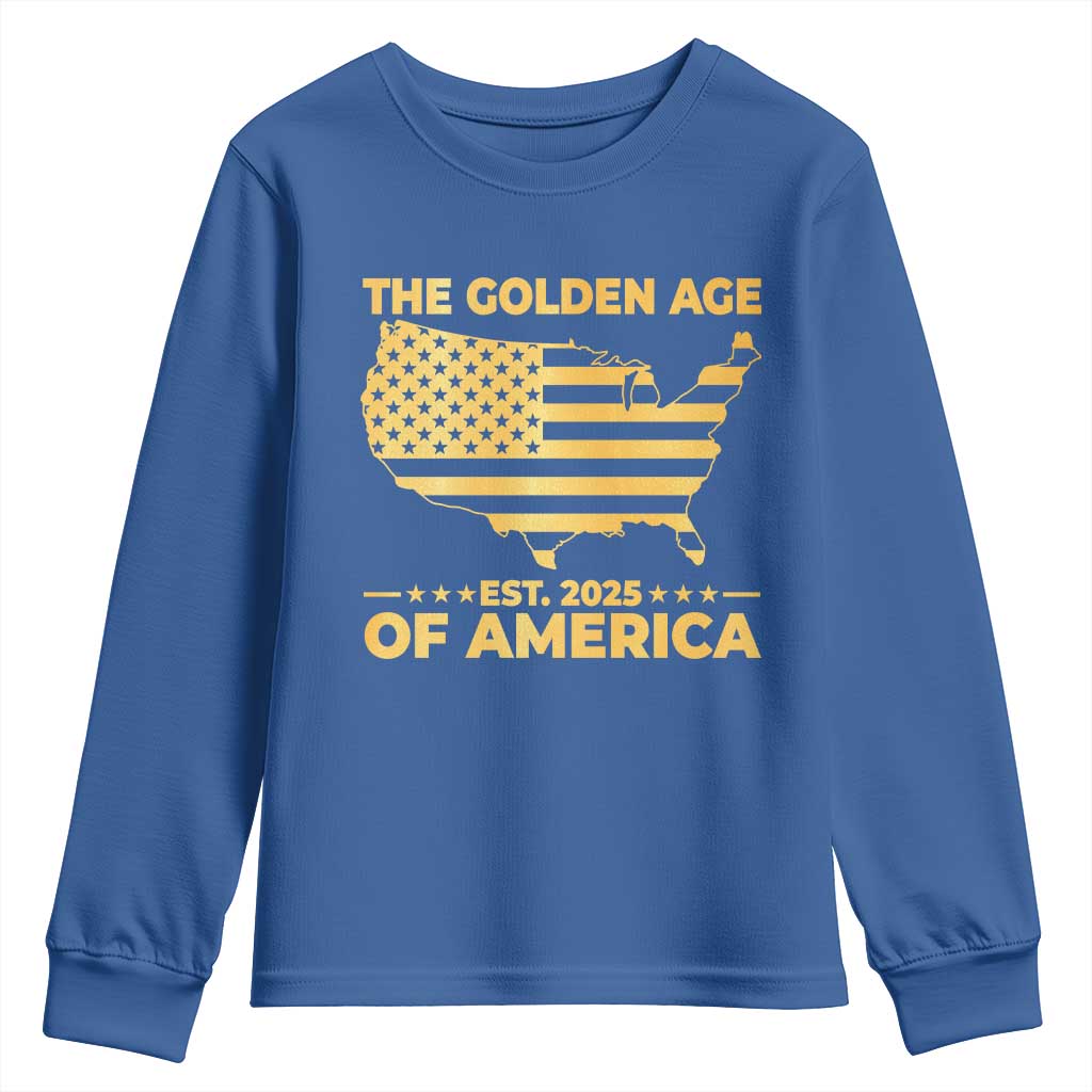 Trump 2025 Youth Sweatshirt The Golden Age Of America TS10 Royal Blue Print Your Wear