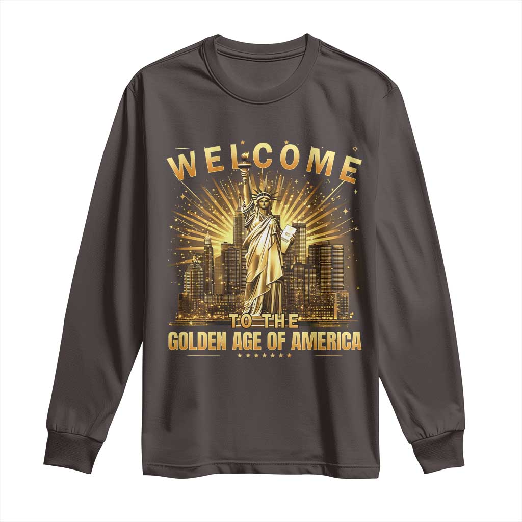 America's Golden Age Statue Of Liberty Long Sleeve Shirt TS10 Dark Chocolate Print Your Wear