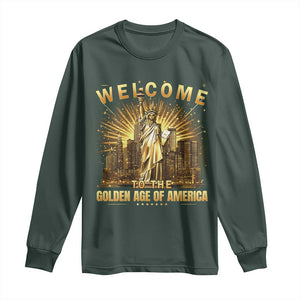 America's Golden Age Statue Of Liberty Long Sleeve Shirt TS10 Dark Forest Green Print Your Wear