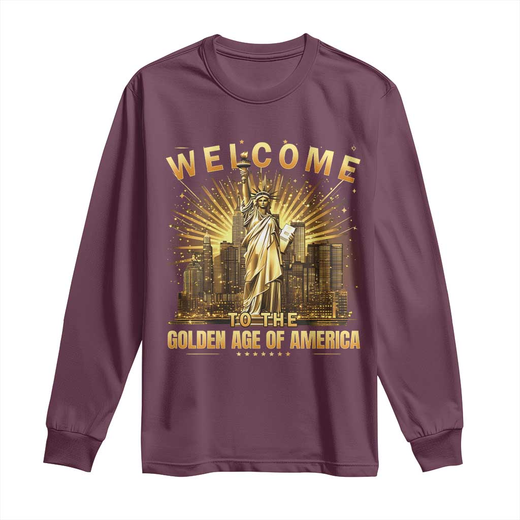 America's Golden Age Statue Of Liberty Long Sleeve Shirt TS10 Maroon Print Your Wear