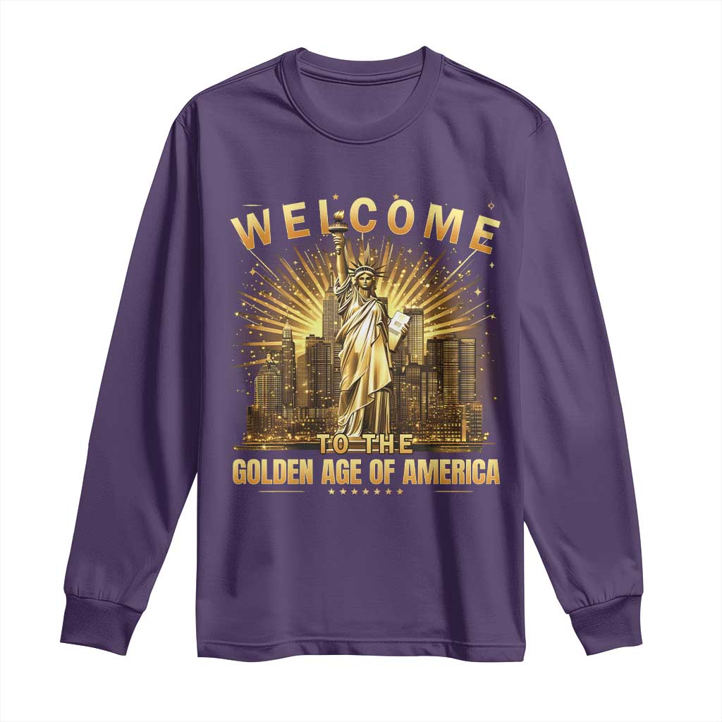 America's Golden Age Statue Of Liberty Long Sleeve Shirt TS10 Purple Print Your Wear