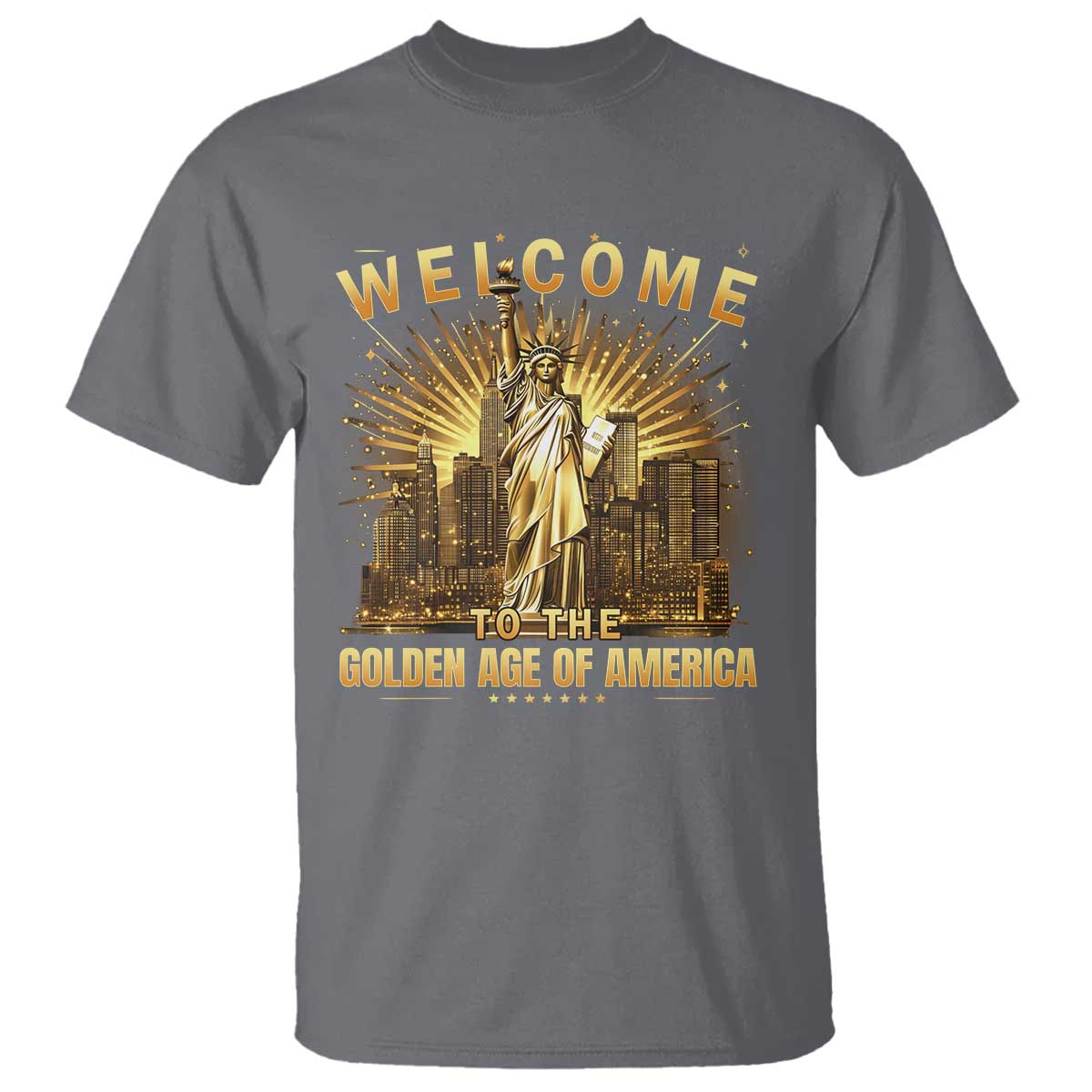 America's Golden Age Statue Of Liberty T Shirt TS10 Charcoal Print Your Wear