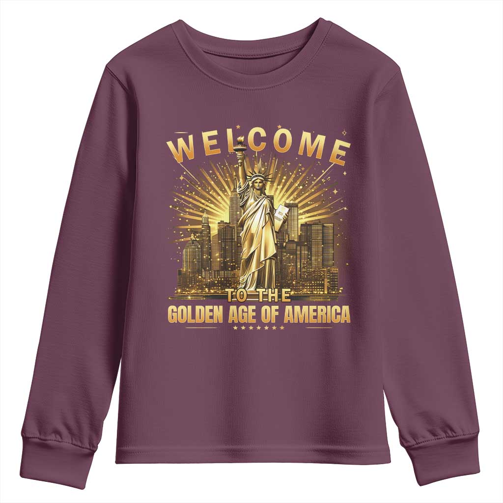 America's Golden Age Statue Of Liberty Youth Sweatshirt TS10 Maroon Print Your Wear