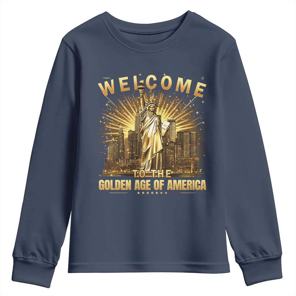 America's Golden Age Statue Of Liberty Youth Sweatshirt TS10 Navy Print Your Wear