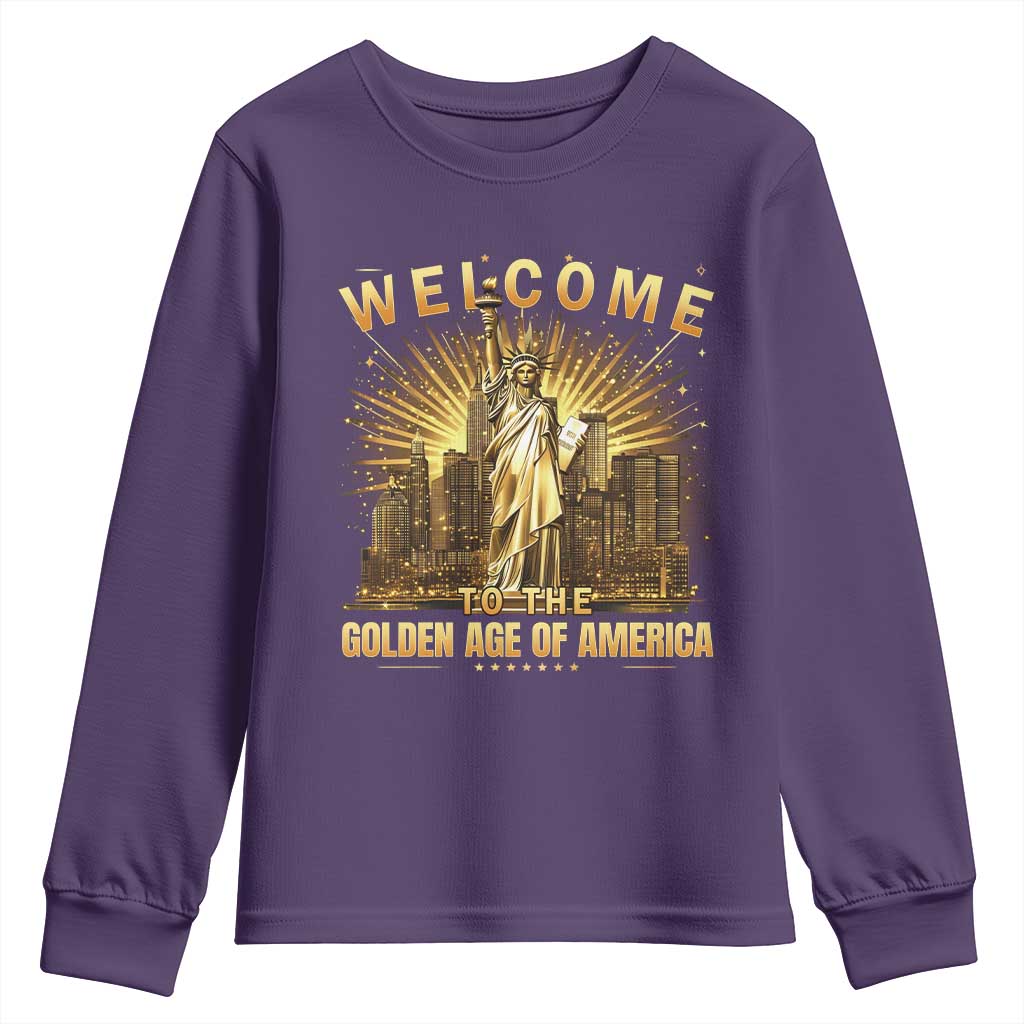 America's Golden Age Statue Of Liberty Youth Sweatshirt TS10 Purple Print Your Wear