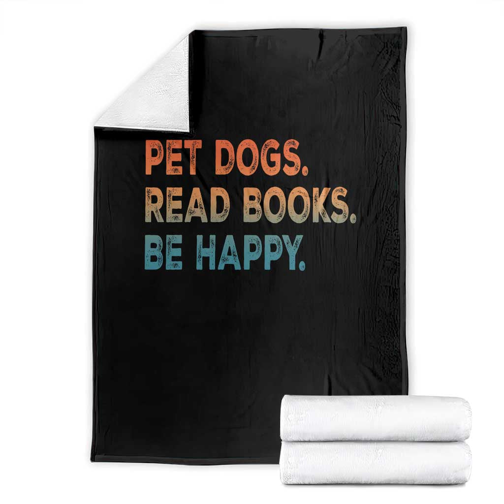 Dog Book Lovers Throw Blanket Retro Pet Dogs Read Books Be Happy TS10 Black Print Your Wear