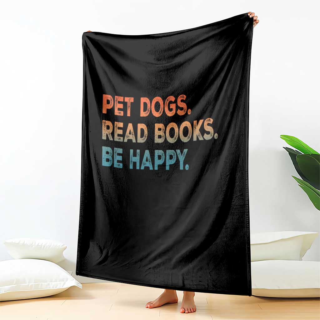 Dog Book Lovers Throw Blanket Retro Pet Dogs Read Books Be Happy TS10 Print Your Wear