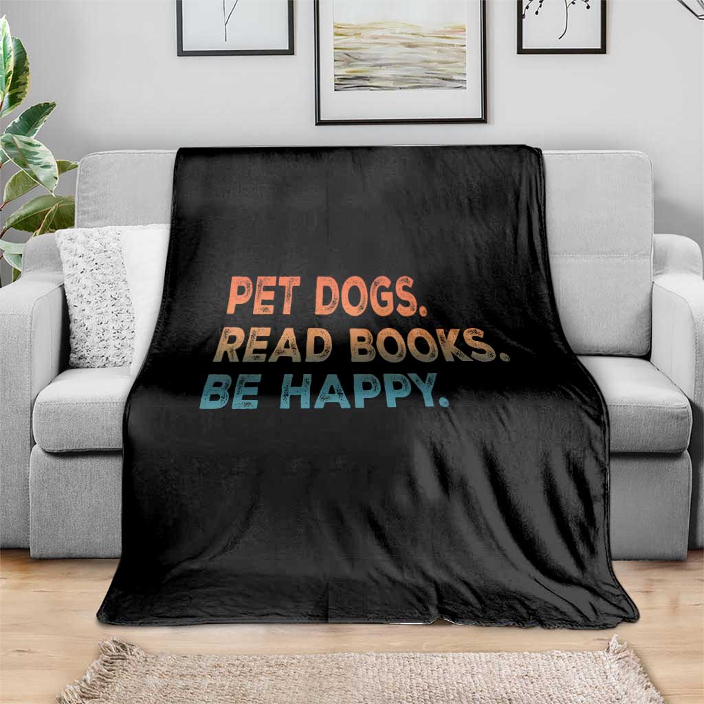 Dog Book Lovers Throw Blanket Retro Pet Dogs Read Books Be Happy TS10 Print Your Wear