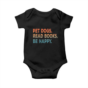 Dog Book Lovers Baby Onesie Retro Pet Dogs Read Books Be Happy TS10 Black Print Your Wear