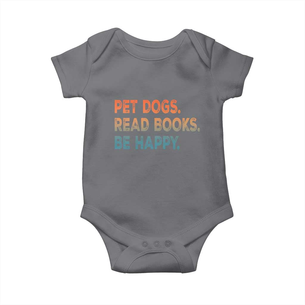 Dog Book Lovers Baby Onesie Retro Pet Dogs Read Books Be Happy TS10 Charcoal Print Your Wear