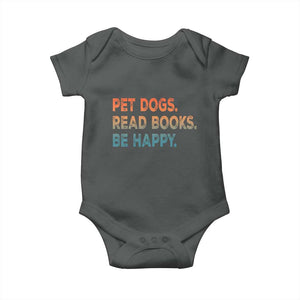 Dog Book Lovers Baby Onesie Retro Pet Dogs Read Books Be Happy TS10 Dark Heather Print Your Wear