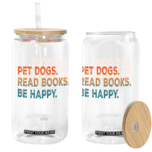 Dog Book Lovers Glass Can Retro Pet Dogs Read Books Be Happy TS10 Print Your Wear