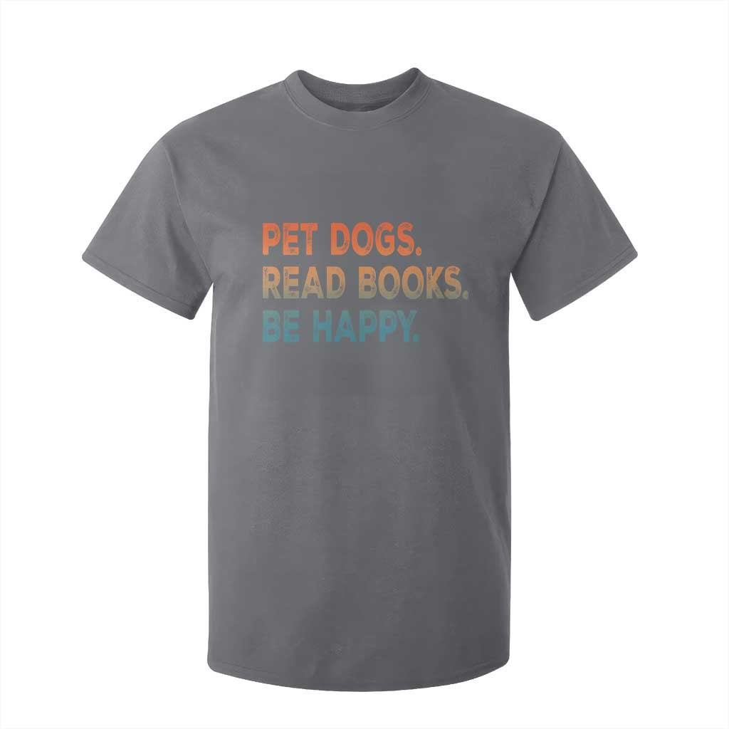 Dog Book Lovers T Shirt For Kid Retro Pet Dogs Read Books Be Happy TS10 Charcoal Print Your Wear