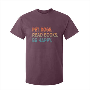 Dog Book Lovers T Shirt For Kid Retro Pet Dogs Read Books Be Happy TS10 Maroon Print Your Wear