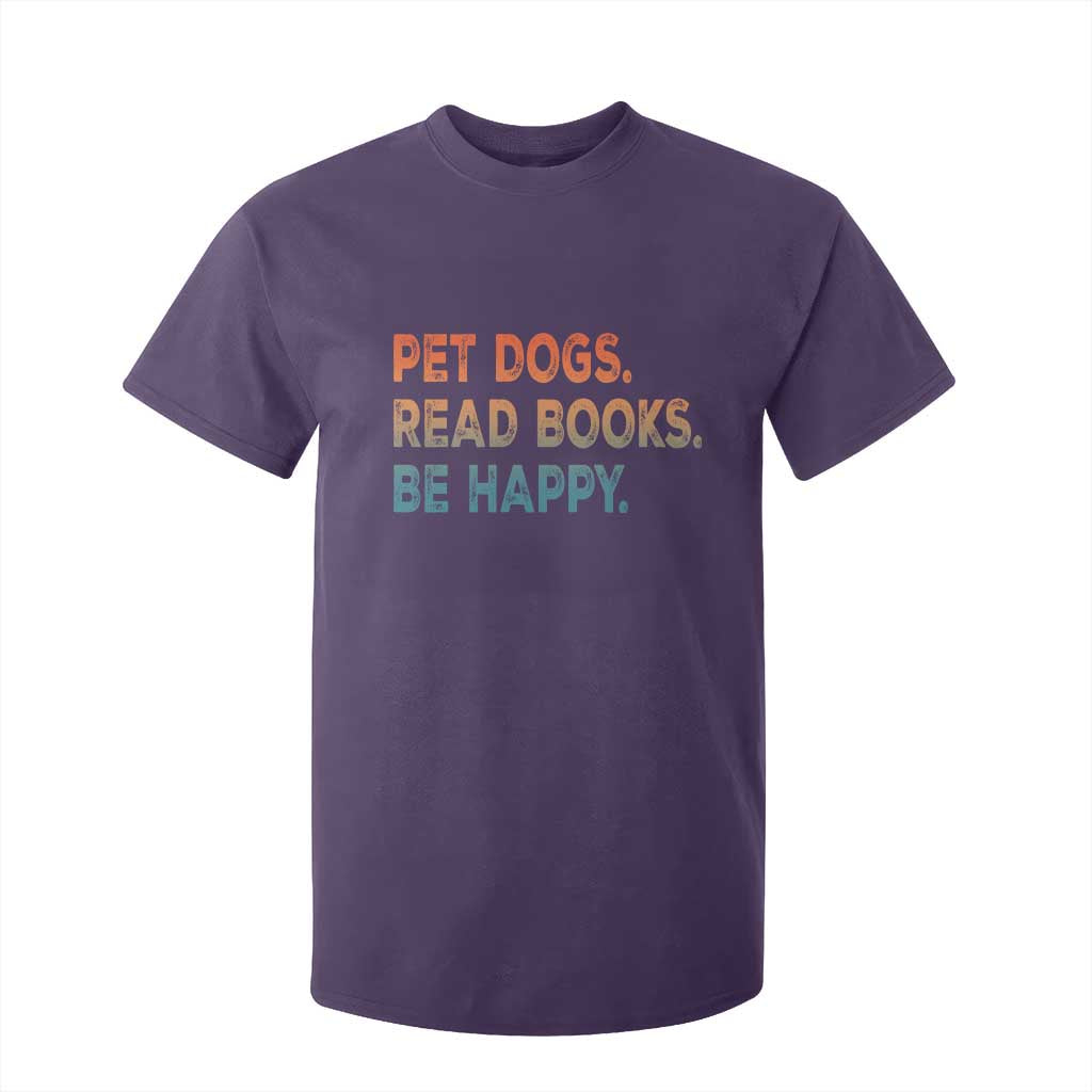 Dog Book Lovers T Shirt For Kid Retro Pet Dogs Read Books Be Happy TS10 Purple Print Your Wear