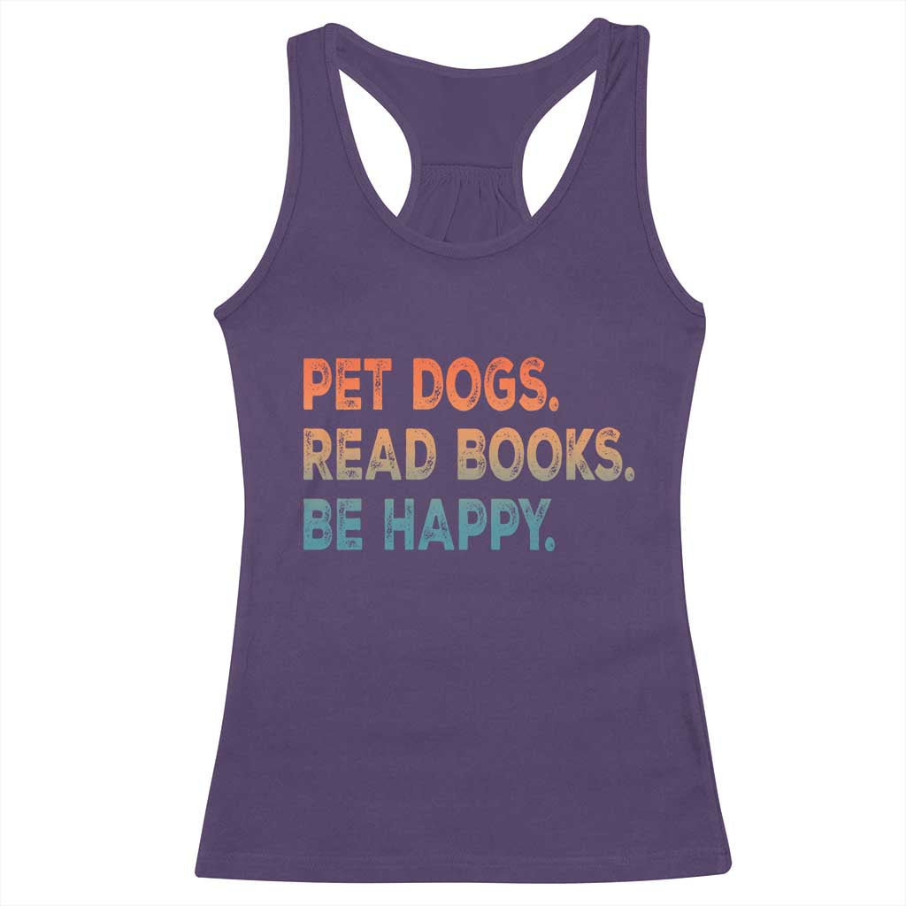 Dog Book Lovers Racerback Tank Top Retro Pet Dogs Read Books Be Happy TS10 Purple Print Your Wear