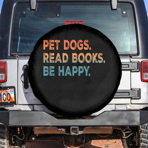 Dog Book Lovers Spare Tire Cover Retro Pet Dogs Read Books Be Happy TS10 No hole Black Print Your Wear
