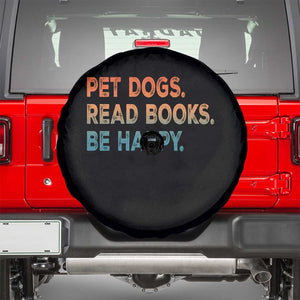 Dog Book Lovers Spare Tire Cover Retro Pet Dogs Read Books Be Happy TS10 Black Print Your Wear