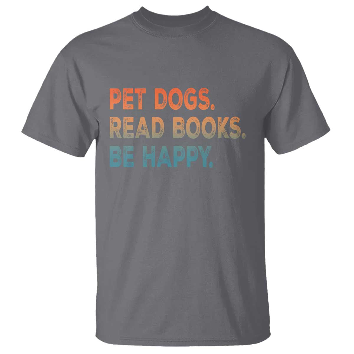 Dog Book Lovers T Shirt Retro Pet Dogs Read Books Be Happy TS10 Charcoal Print Your Wear