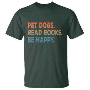 Dog Book Lovers T Shirt Retro Pet Dogs Read Books Be Happy TS10 Dark Forest Green Print Your Wear