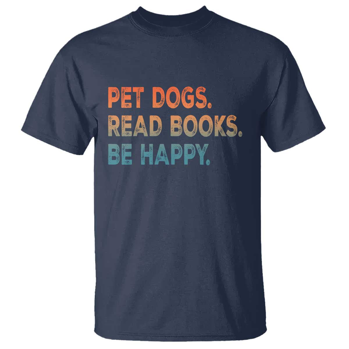 Dog Book Lovers T Shirt Retro Pet Dogs Read Books Be Happy TS10 Navy Print Your Wear