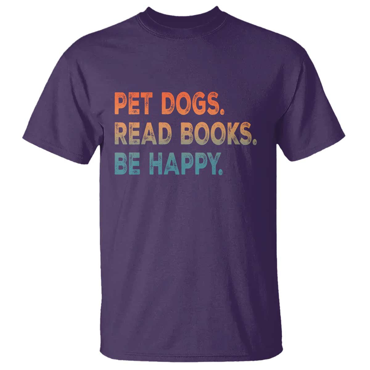 Dog Book Lovers T Shirt Retro Pet Dogs Read Books Be Happy TS10 Purple Print Your Wear