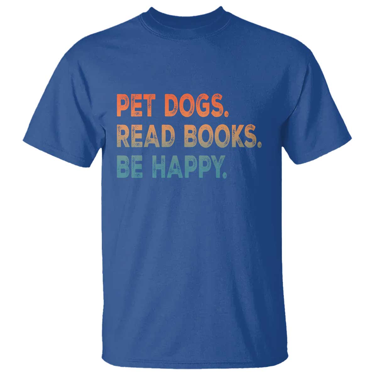 Dog Book Lovers T Shirt Retro Pet Dogs Read Books Be Happy TS10 Royal Blue Print Your Wear