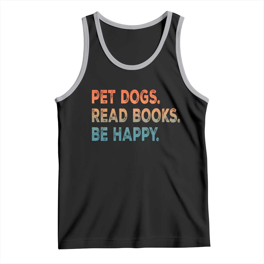 Dog Book Lovers Tank Top Retro Pet Dogs Read Books Be Happy TS10 Black Athletic Heather Print Your Wear