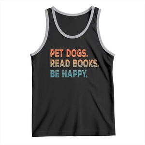 Dog Book Lovers Tank Top Retro Pet Dogs Read Books Be Happy TS10 Black Athletic Heather Print Your Wear
