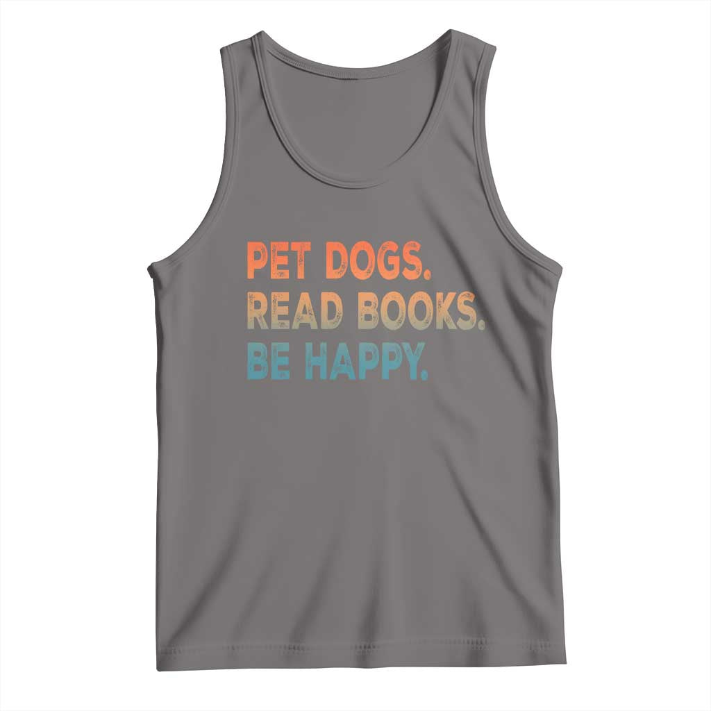 Dog Book Lovers Tank Top Retro Pet Dogs Read Books Be Happy TS10 Deep Heather Print Your Wear